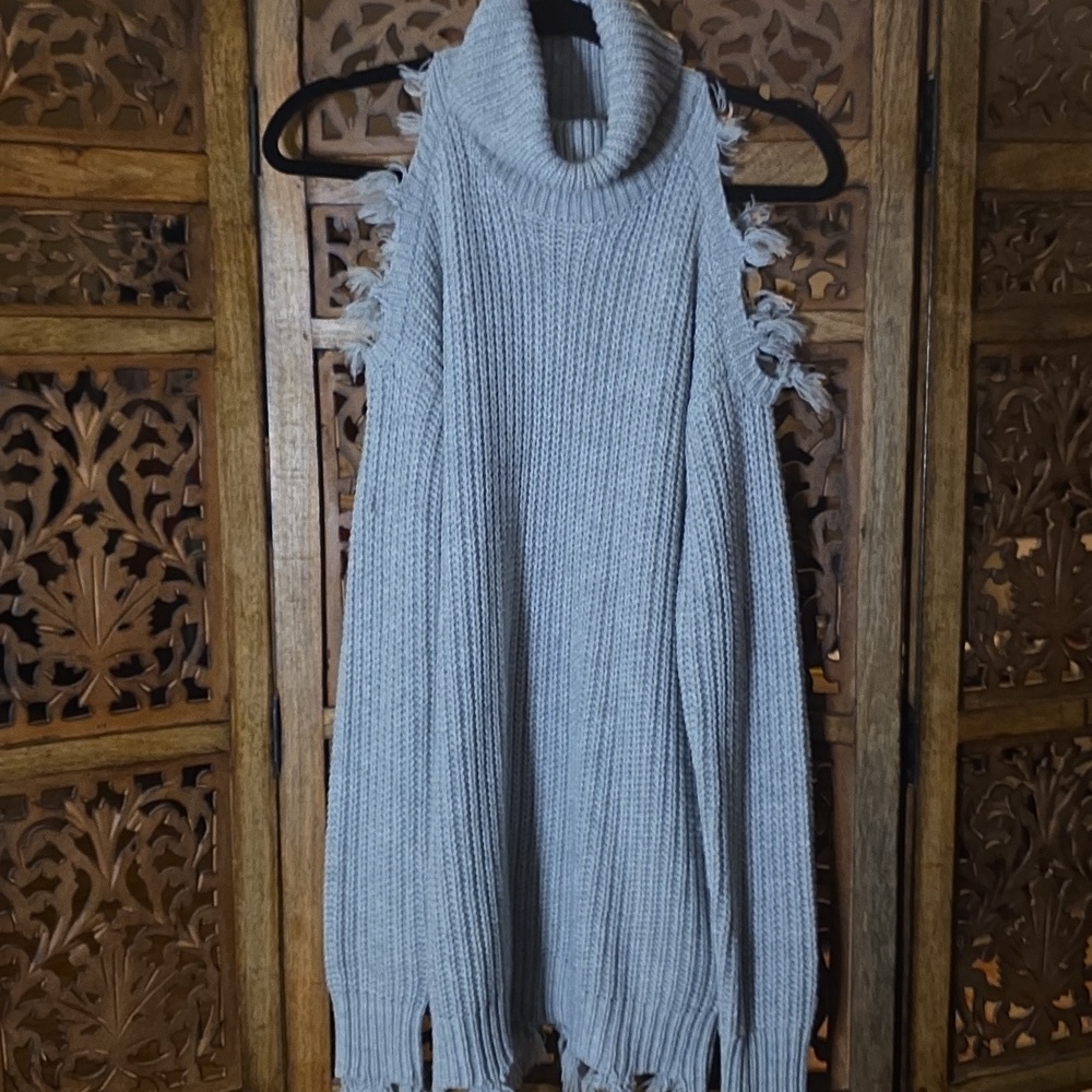 Almost Famous Gray Cowl Neck Sweater